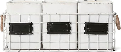 NIKKY HOME Farmhouse 3 Compartment Flatware Cutlery Caddy Countertop Silverware Holder for Spoons, Knives, Forks - White