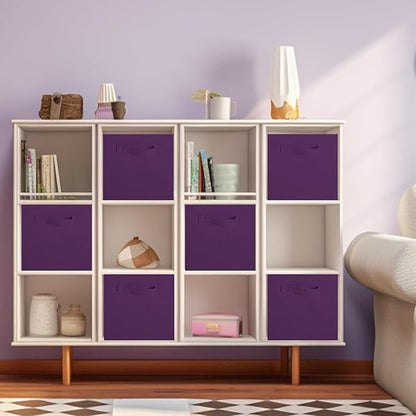 ShellKingdom Storage Bins, Foldable Fabric Storage Cubes And Cloth Storage Organizer Drawer For Closet And Toys Storage, 13 X 13 X 13 INCH, 6 Pack (Purple)
