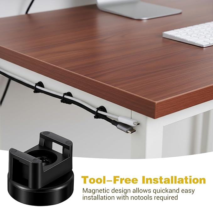 24 PCS Magnetic Zip Tie Mounts, Magnetic Cables Clips Organize and Secure Cable Wires with Powerful Multipurpose Cable Ties Mount Base for Electrical Wire