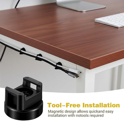 24 PCS Magnetic Zip Tie Mounts, Magnetic Cables Clips Organize and Secure Cable Wires with Powerful Multipurpose Cable Ties Mount Base for Electrical Wire