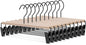 Nature Smile Beech Wooden Pants Skirt Hanger for Jeans Bottom Trousers with 2-Adjustable Black Matt Clips and Hook 10 Pack (Natural Wood+Black Metal)