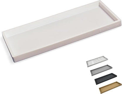 Spacewiser Countertop and Vanity Tray - 11.7" Silicone Bathroom Tray Countertop, Dish Soap Trays for Kitchen Counter, Bathroom Counter Organizer Accessories Caddy, Shower Trays Makeup Mat Oil, White