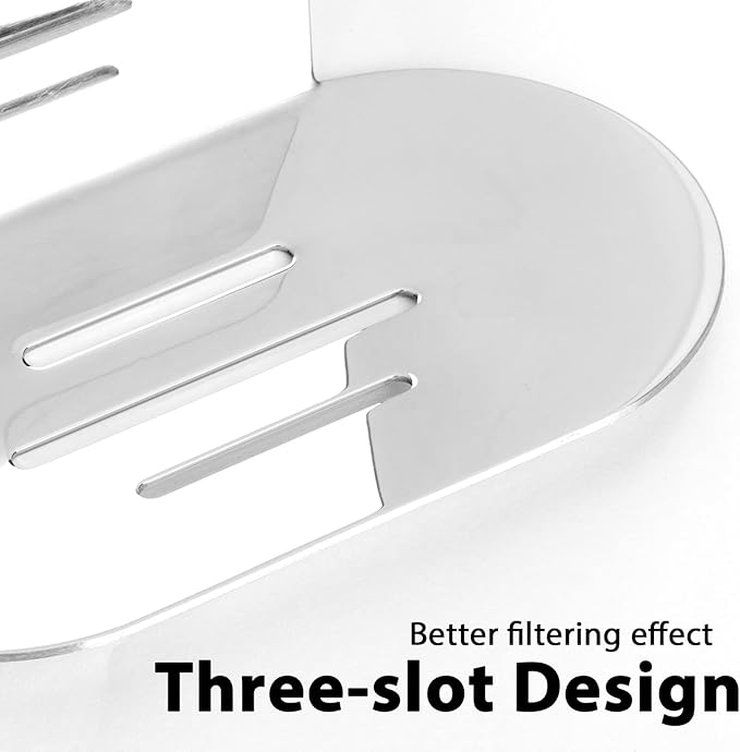 Stainless Steel Soap Tray - 3 Slot Self-Adhesive Wall Mounted Shower Soap Stand (Reflective Silver)