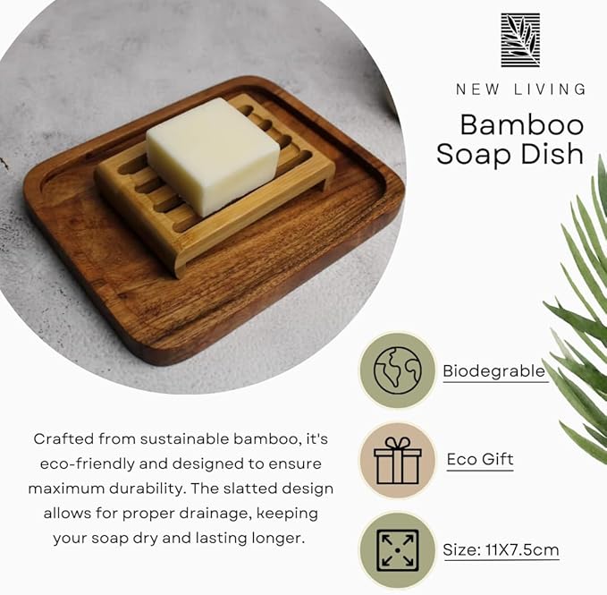 Bamboo Soap Dish | Bamboo Soap Tray | 11cm x 7.5 cm | Eco Product, Eco Friendly Gift (1)
