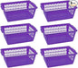 YBM HOME Plastic Perforated Storage Basket Bin Office Drawer, Shelf Desktop Countertop Tray Organizer 32-1188 (6, Purple)