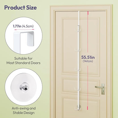 SWTYMIKI Over Door Hat Organizer - 2 Packs Metal Wall Mounted Hat Rack with 5-Tier Dual Hooks Design, Hanging Baseball Cap Organizer Storage Holds up to 40 Caps for Door, Bedroom, Closet(White)