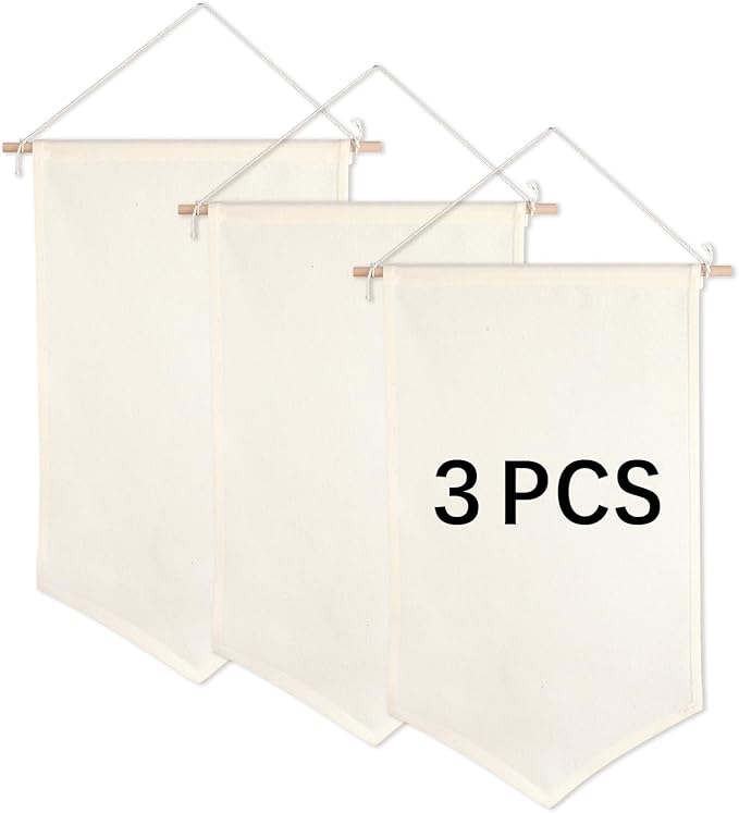 3 PCS Canvas Banners Wall Hanging Brooch Jewelry Storage Case Stand Enamel Pin Display, Sublimation blank Banner,Holder Earrings Necklace Pin Collection Organizer