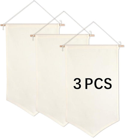 3 PCS Canvas Banners Wall Hanging Brooch Jewelry Storage Case Stand Enamel Pin Display, Sublimation blank Banner,Holder Earrings Necklace Pin Collection Organizer