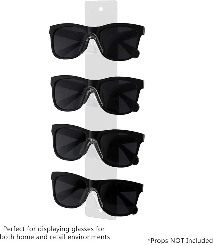 Marketing Holders Sunglasses Holder 4 Pair Wall Mount With Hardware Department Stores Fashion Retailers Malls Sports and Recreational Facilities Shopping Centers Low Maintenance White Acrylic