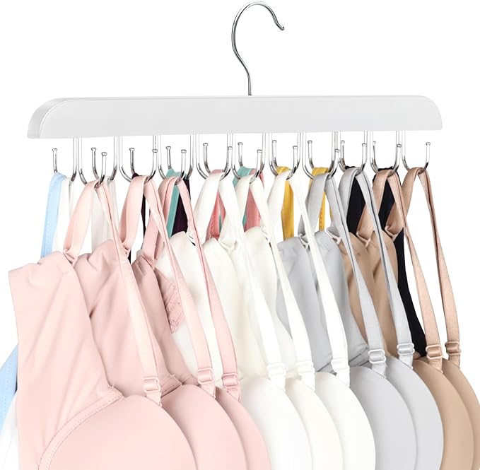 Resovo Bra Hanger for Closet, Tank Top Hanger 20 Hooks Capacity Foldable Wood Space Saving Hangers Closet Organizers and Storage for Dorm & Apartment for Tank Top, Bra, Scarf etc.