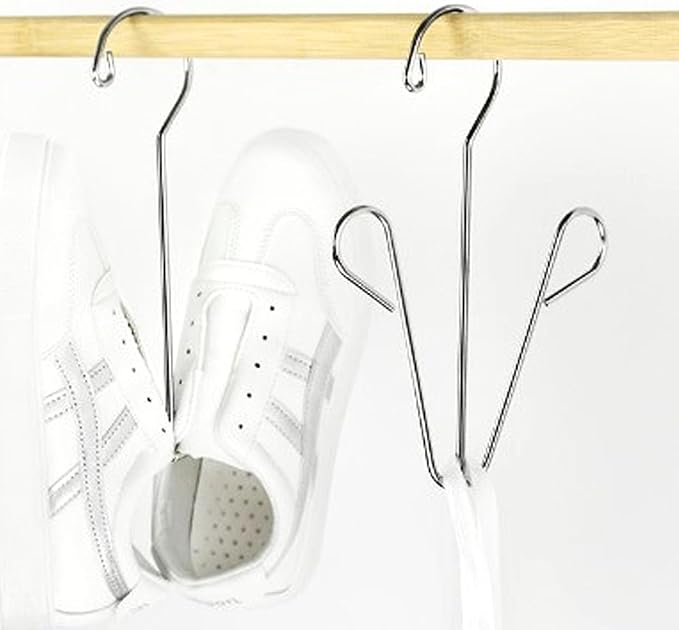 Tyenaza Shoes Hanging Drying Rack, Double Hook Stainless Steel Storage Organizer Space Saving for Home Dormitory