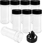 8 Pack 5.5 Oz Plastic Round Spice Bottles with Black Shaker Lids,Reusable Seasoning Containers Jars,Clear Plastic Bottle Containers with Shaker Lids for Powders,Spice,Herbs,Glitters