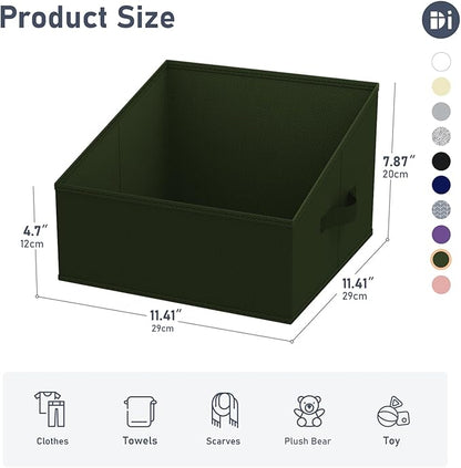 DIMJ Closet Storage Bins 10 Pack - Fabric Storage Baskets for Shelves, Collapsible Clothes Organizer with Handles, Trapezoid Shelf Organization Storage Cubes for Purse, Toys, Books, Towel, Clothes