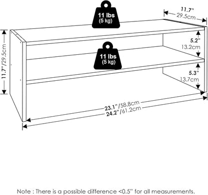 Furinno FANO Shoe Rack, 24-Inch Width 2-Tier Shoe Organizer, Stackable Shoe Storage, 11.7 x 24.2 x 11.7, for Closet Entryway, Office, Garage, Black Dark Oak
