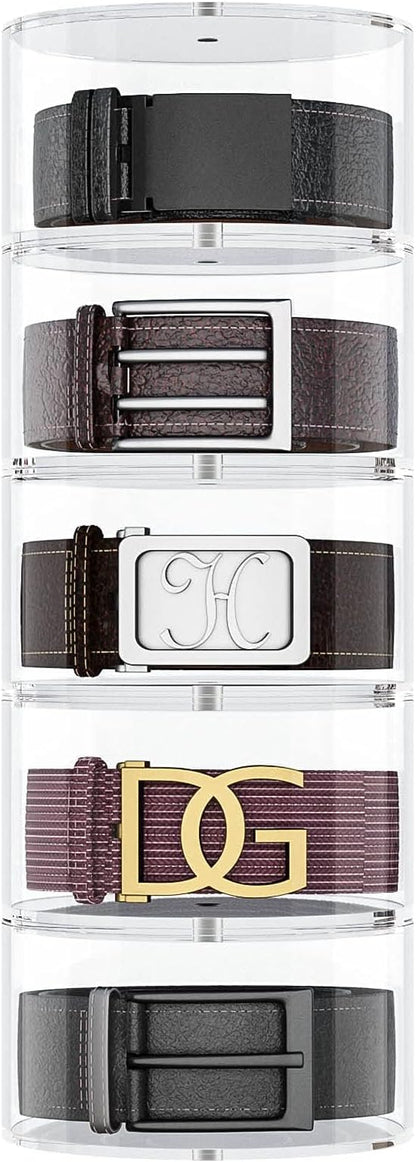 NIUBEE Belt Organizer, Acrylic 5 Layers Belt Case Storage Holder and Display for Accessories like Jewelry,Watch,Bracelets