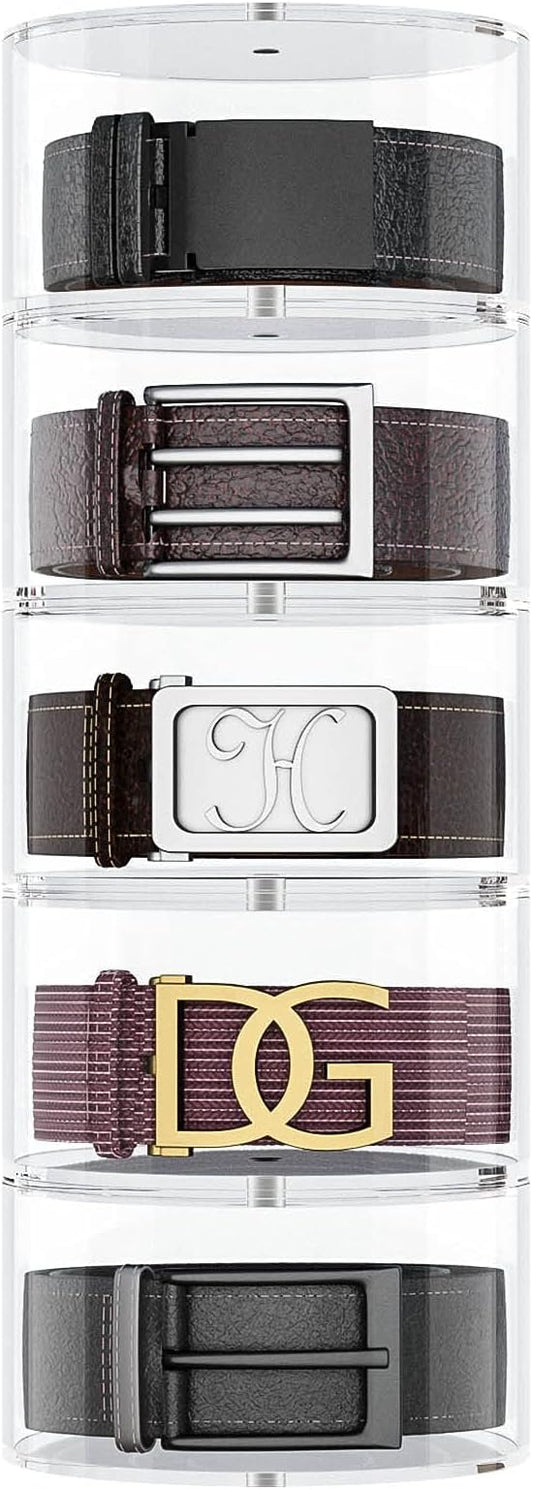 NIUBEE Belt Organizer, Acrylic 5 Layers Belt Case Storage Holder and Display for Accessories like Jewelry,Watch,Bracelets