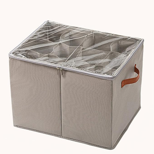 (2 Pack) Shoe Organizer for Closet, Shoe Storage Bins Foldable Shoe Storage Box Containers with Clear Cover and Sturdy Handles,Shoe Rack for Closet Storage for Sneakers Heels Slippers (Gray Small)