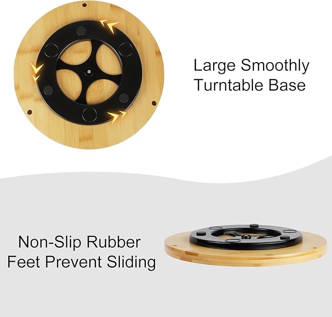 2 Tier Lazy Susan Organizer,Revolving Spice Rack,10 inch Wood Lazy Susan Turntable for Cabinet, Shelf, Countertop, or Table