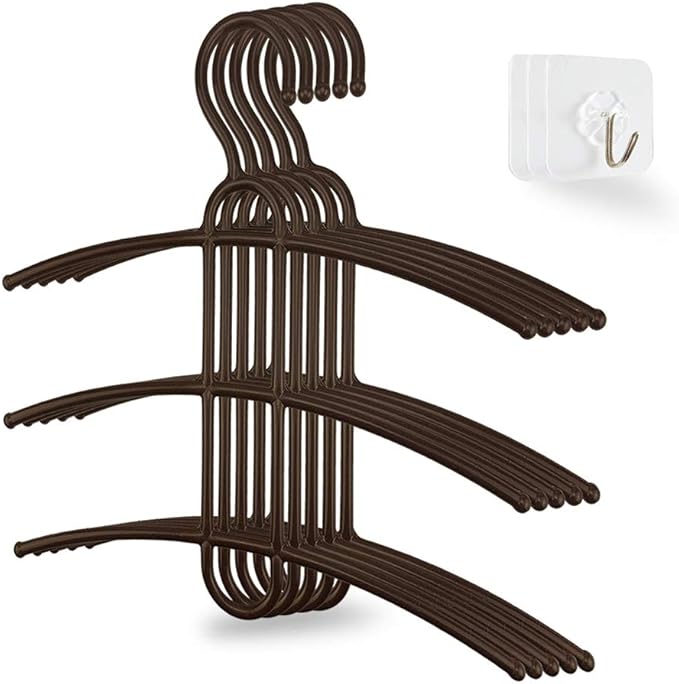 upra Multiple Shirt Hangers In One Space Saving Plastic 5-Pack, Durable Multi-Functional Non-Slip Clothes Hangers Closet Organizers, for Coats Jackets Pants Dress Scarf, Dorm Room/Apartment Essentials