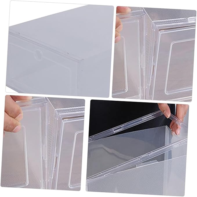 4Pcs Transparent Stackable Shoe Boxes PP Plastic Storage Containers for Closet and Hallway Organization Space-saving Shoe Organizer with High Load Capacity for Home Use