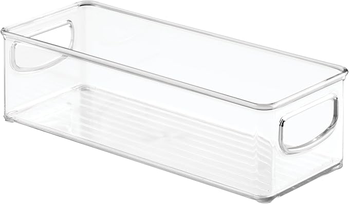 iDesign Plastic Stackable Pantry Bin - Storage Bin with Handles for Cabinets or Fridge - Set of 2 - Clear