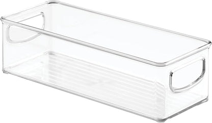 iDesign Plastic Stackable Pantry Bin - Storage Bin with Handles for Cabinets or Fridge - Set of 2 - Clear