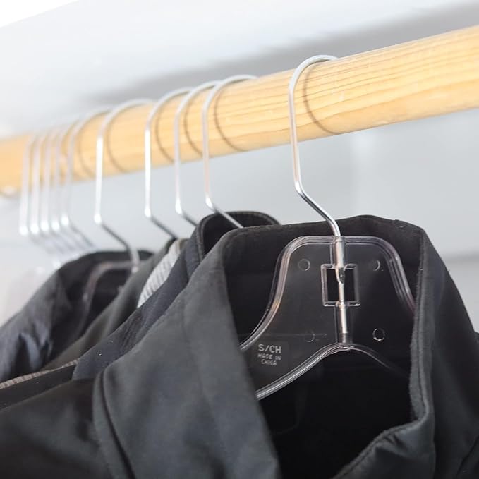 DEILSY™ Clear Plastic Hangers 25 Pack - Durable Clothes Hanger for Wardrobe Organization, Essential Plastic Hanger for Garments, Versatile Coat Hangers for Home and Retail Use