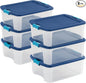 Sterilite 6-Pack Latch and Carry, Clear Plastic Storage Bins with Latching Lids and Full-Grip Handles, 12 Gallon