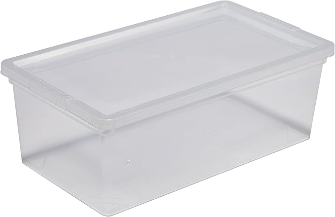 Simplify Storage Bins with Lids | Dimensions: 13.23"x 7.5"x 4.5" |6 Pack| Stackable | Nestable Bins | Great for Clothing | Books | Household Items | Shoes | Home Organization | Clear.