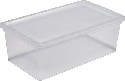 Simplify Storage Bins with Lids | Dimensions: 13.23"x 7.5"x 4.5" |6 Pack| Stackable | Nestable Bins | Great for Clothing | Books | Household Items | Shoes | Home Organization | Clear.