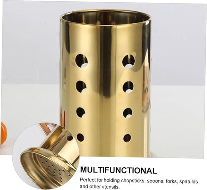 PRETYZOOM 1pc Stainless Steel Chopstick Organizer Base Gold Cutlery Holder for Kitchen Design for Easy Storage and Ventilation for Home Use