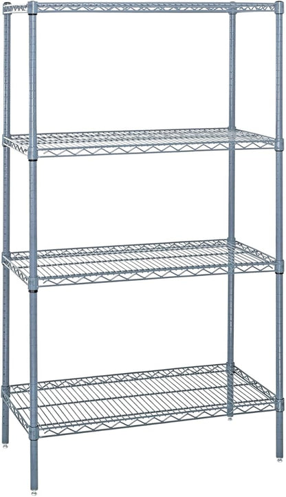 Quantum Storage Systems WR54-1248GY Wire Shelving 4 Shelf Wire Starter Units, 12" x 48" x 54", Gray Epoxy