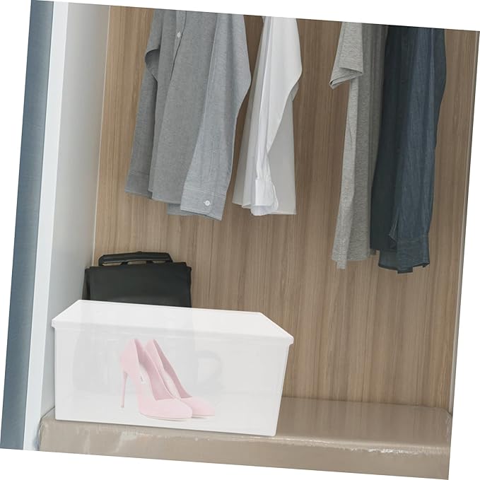 Stackable Shoe Storage Box Thickened Plastic Shoe Organizer with Lid Spacious Sneaker Containers for High Heels Boots and More for Closet Under Bed Storage