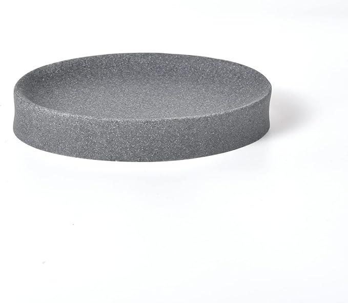 IMEEA Oval Resin Soap Dish for Bathroom Sink Stone-Look Soap Tray Holder for Bar Soap, Sponge or Shampoo Bar (Grey)