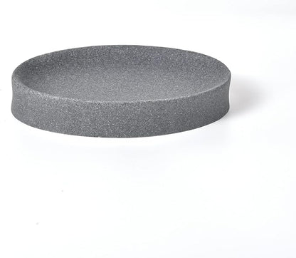 IMEEA Oval Resin Soap Dish for Bathroom Sink Stone-Look Soap Tray Holder for Bar Soap, Sponge or Shampoo Bar (Grey)
