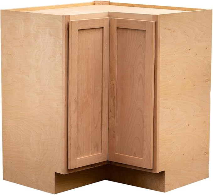 Quicklock RTA (Ready-to-Assemble) | Base Kitchen Cabinets - Shaker Style | Made in America (Raw Cherry, 18" D x 30" W x 34.5" H Lazy Susan)