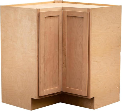 Quicklock RTA (Ready-to-Assemble) | Base Kitchen Cabinets - Shaker Style | Made in America (Raw Cherry, 18" D x 30" W x 34.5" H Lazy Susan)