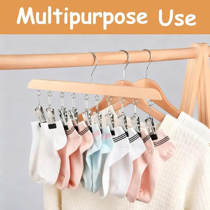 4 Pack Hat Hangers for Closet Display, Wooden Hat Storage Organizer with 40 Metal Clips for Baseball Caps, Summer Hat Rack for Beanie, Skullies, Visors, Walnut Brown Color