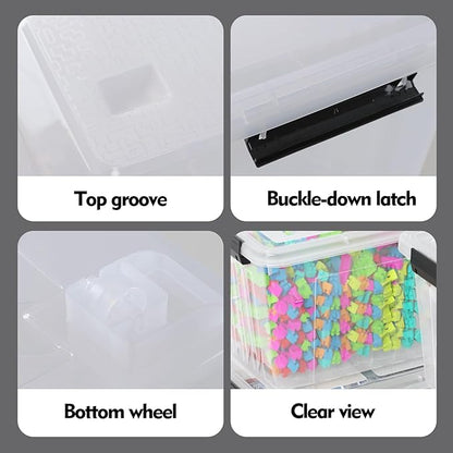 50 Quart Large Plastic Storage Bins with Wheels, Clear Storage Boxes with Lids, 4 Packs