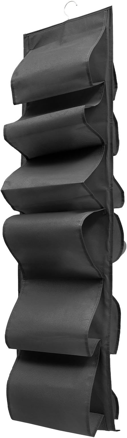 Folding Hanging Shoe Organizer Bag Large Capacity Portable Shoes Storage Pouch Black with Multiple Grids for Home Closet