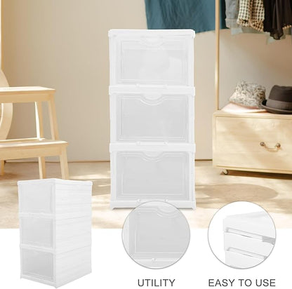 BESPORTBLE Stackable Shoe Storage Boxes with Lids Foldable Multi-layer Shoe Organizer Cabinet for Home Closet 3 Layers