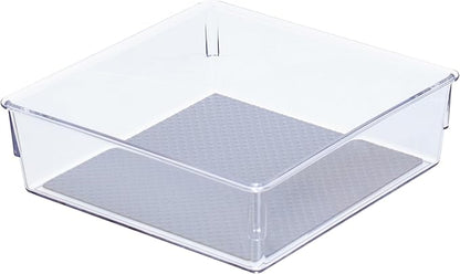 Glad Drawer Organizer Bin, 6x6 - Heavy Duty Clear Plastic Storage Tray for Junk Drawers, Kitchen Utensils, Bathroom Vanity, and Organizing Pantry - BPA Free, Food Safe, Non Slip
