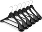 HOUSE DAY High-Grade Suit Hangers, Wide Shoulder Wooden Hangers with Non Slip Pants Bar, Smooth Finish 360° Swivel Hook Solid Wood Coat Hangers for Dress, Jacket, Heavy Clothes Hanger 6 Pack (Black)