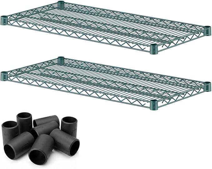 2 Pack Green Additional Wire Shelf for 18" x 36" Shelving Units, Replacement Shelves for Wire Rack