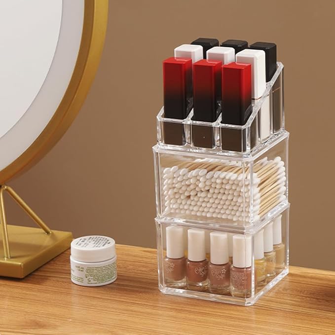 2 PCS Lipstick Organizer and Storage, Acrylic Lipstick Holder, 9 Slots Clear Case Display Rack Holder (QX153)