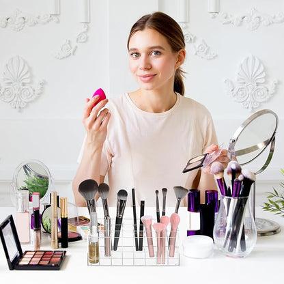 FOMIYES 24-slot Lipstick Holder - Clear Acrylic Makeup Organizer for Countertop, Vanity and Bathroom, Display Rack for Lipsticks Lip Glosses