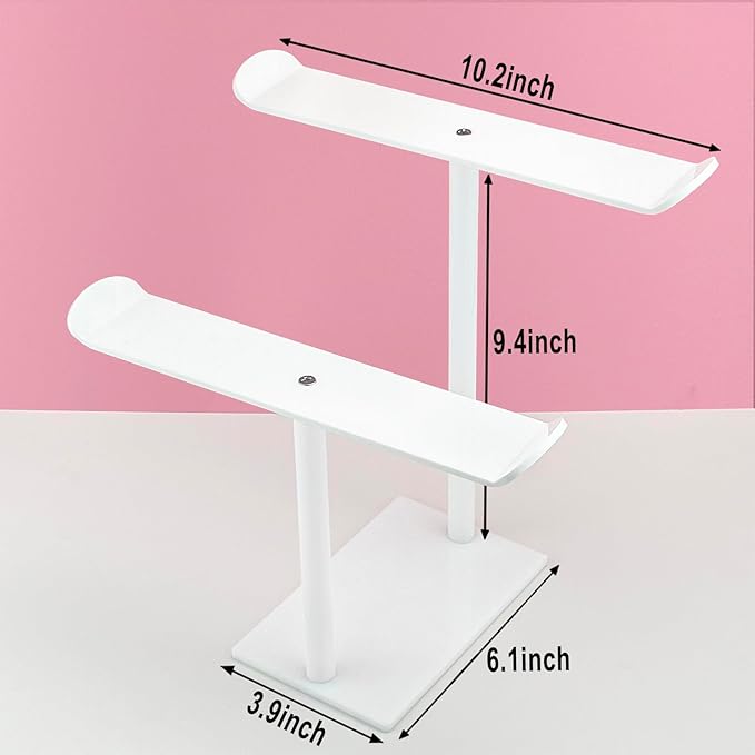 Headband Holder, Acrylic Headband Organizer Stand, Hair Accessories Storage (2-Tier & 2-Panel)