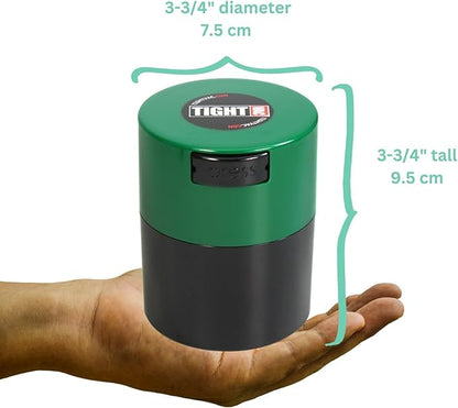 Tightvac - Premium Airtight Herb Storage Container - Holds ½ oz to 3 ounces - Keep Your Herbs and Dry Goods Fresh and Flavorful. Black Green