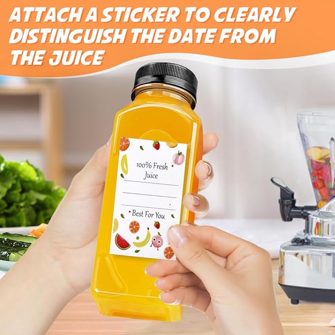 Leaflai Juice Bottles - 12oz Bottles with Lids, 6 pcs Plastic Juice Containers with Caps Reusable Drink Containers for Juice Milk Coffee Water Smoothie and Other Beverages Christmas gifts
