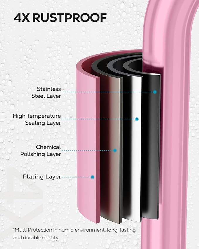 Nieifi Bar Soap Holder for Shower Wall with 4 Hooks, Stainless Steel Adhesive Soap Dish for Bathroom, Pink